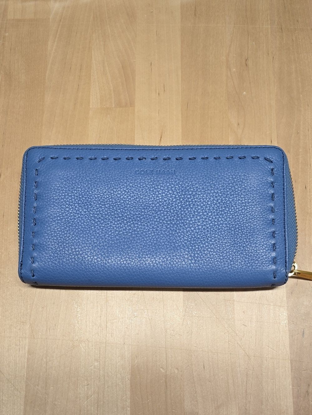 {Cole Haan} Blue Leather Zip Wallet